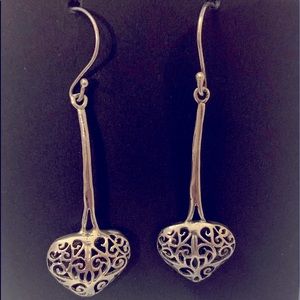 925 Sterling Silver Western Style Bali Design Drop Earrings